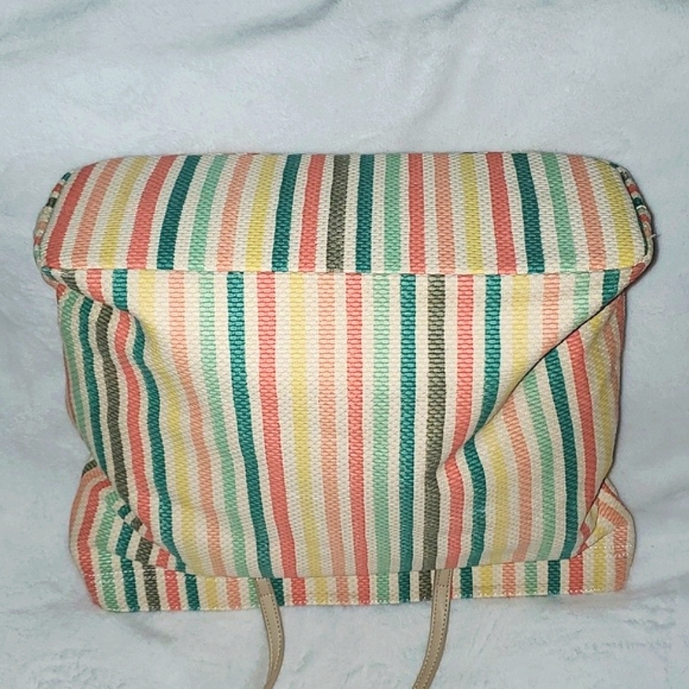 Talbots Rainbow Striped Zipper Top Tote - Picture 10 of 14
